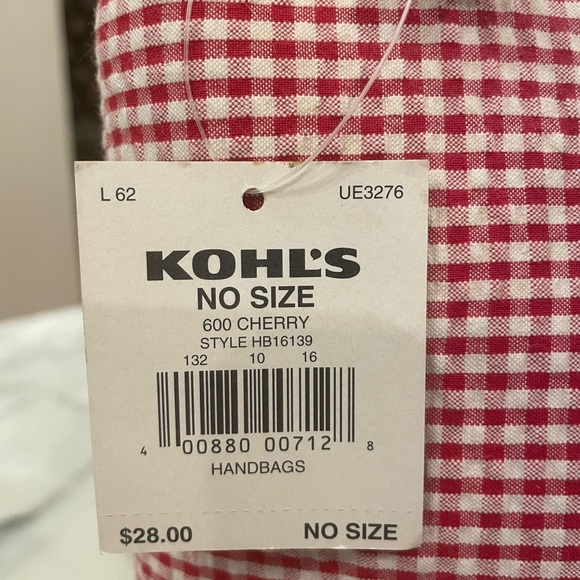 Brand New With Tags Croft and Barrow Gingham Cherry Bag - Picture 3 of 9